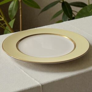 VTG 1940s POPE GOSSER 8 3/8" SALAD DESSERT PLATE WARRANTED COIN GOLD IVORY #1